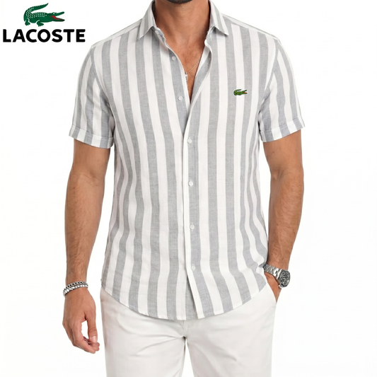 LC-Chemise Lin Rayée Manches Courtes