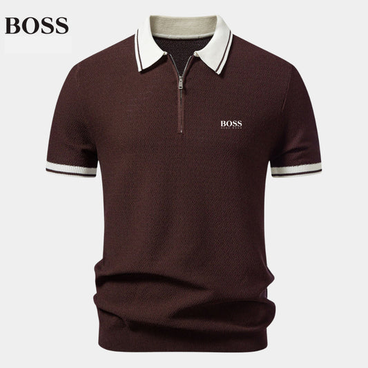 Polo Zippé en Maille Contrastée - Premium